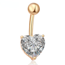 Load image into Gallery viewer, Fashion Heart Belly Button Ring Gold/Silver Plated Surgical Belly Button Piercing Body Jewelry
