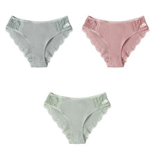 Load image into Gallery viewer, M-XXL 3PCS Women's Cotton Panties Set Floral Lace Briefs Underwear Comfortable Panty for Female Sexy Low-Rise Intimates Lingerie
