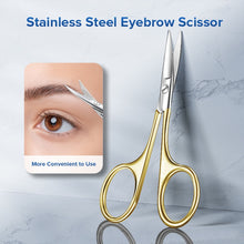 Load image into Gallery viewer, LLANO Facial H Scissor Eyebrow brush Professional Stainless Steel Mustache Nose H Beard Eyebrows Eyelashes Trimmin

