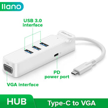 Load image into Gallery viewer, 5 in1 Extension Hub Type-C to VGA / USB 3.0 / PD Power Charging Converter USB Type C Splitter Charger Adapter Data Hub
