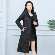 Load image into Gallery viewer, Middle-Aged Slim-Fit Solid-Color Cotton Clothing Women's Winter Warm Mid-Length Hooded Jacket
