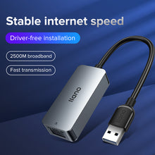 Load image into Gallery viewer, Ethernet Hub USB 3.0 to RJ45 2.5Gbps Lan External Network Card High Speed Fast Transmission Splitter Drive-free 2500Mbps Gigabit Extension Data Hub
