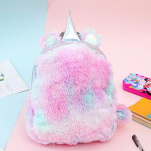 Load image into Gallery viewer, Women Girl Hit Color Backpack Student  Plush Soft Double Shoulder Travel School Bag
