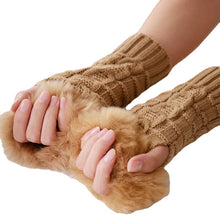 Load image into Gallery viewer, Winter Thermal Knitting Gloves Women's Half Finger Gloves Midi Triangle Twist Gloves
