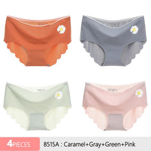 Load image into Gallery viewer, 4Pcs Silk Panties Low-Rise Briefs Women's Underwear Cotton Crotch Sexy Transparent Lingerie
