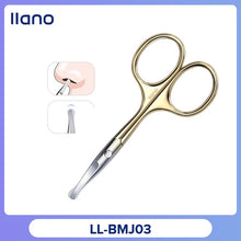 Load image into Gallery viewer, B19 ℗◑▨LLANO Nose Hair Scissor Rounded Professional Stainless Steel Mustache Facial Beard Eyebrows Eyelashes Trimming Cl
