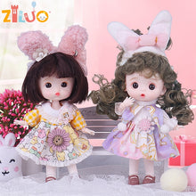 Load image into Gallery viewer, 1/12 Mini Doll OB11 20 Movable Joints Girl Doll Cute Expression Face Curly Short Wig 13CM Dolls Toys Gift for Girls Munecas BJD
