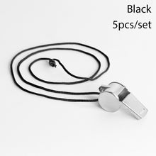 Load image into Gallery viewer, 1/2/5Pcs Stainless Steel With Rope Referee Whistles Party Training School Sport Game Soccer Basketball Rugby Cheerleading Tools
