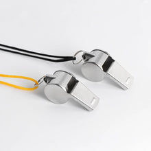 Load image into Gallery viewer, 1/2/5Pcs Stainless Steel With Rope Referee Whistles Party Training School Sport Game Soccer Basketball Rugby Cheerleading Tools
