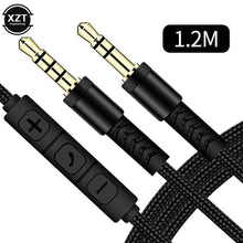 Load image into Gallery viewer, 1.2m Audio Cable 3.5mm to Jack 3.5mm Speaker Line Aux Cable Male to Male with Mic to volume control for Headphone Car speaker
