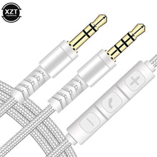 Load image into Gallery viewer, 1.2m Audio Cable 3.5mm to Jack 3.5mm Speaker Line Aux Cable Male to Male with Mic to volume control for Headphone Car speaker
