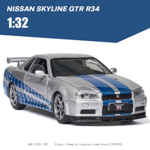 Load image into Gallery viewer, 1:32 Nissan Skyline Ares Diecasts &amp; Toy Vehicles Metal Toy Car Model High Simulation Pull Back Collection Kids Toys
