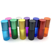 Load image into Gallery viewer, 5ml Portable Frosted Colorful Essential Oil Perfume Thick Glass Roller Vial Travel Refillable Rollerball Bottle
