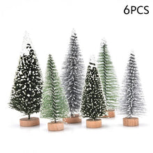 Load image into Gallery viewer, 1/5/6 Pcs Miniature Christmas Tree Small Artificial Sisal Snow Landscape Architecture Trees for Christmas Crafts Tabletop Decor
