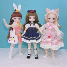 Load image into Gallery viewer, 1/6 Bjd Anime Doll Full Set 28cm Cute Comic Face Doll Toys with Clothes Accessories Girl Dress Up Toy for Children
