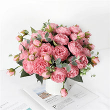 Load image into Gallery viewer, 2pcs 1 Bouquet 5 Big Head and 4 Bud Cheap Fake Flowers for Home Wedding Decoration Rose Pink Silk Peony Artificial Flowers
