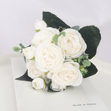 Load image into Gallery viewer, 1 Bouquet 9 heads Artificial Flowers Peony Tea Rose Silk Fake Flowers for Living Room Home Garden Wedding Decoration
