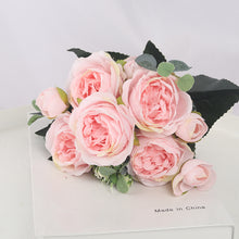 Load image into Gallery viewer, 1 Bouquet 9 heads Artificial Flowers Peony Tea Rose Silk Fake Flowers for Living Room Home Garden Wedding Decoration
