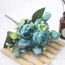 Load image into Gallery viewer, Bouquet 9 heads Artificial Peony Tea Rose Flowers Camellia Silk Fake Flower
