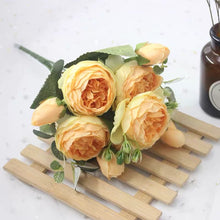 Load image into Gallery viewer, Bouquet 9 heads Artificial Peony Tea Rose Flowers Camellia Silk Fake Flower

