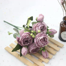 Load image into Gallery viewer, Bouquet 9 heads Artificial Peony Tea Rose Flowers Camellia Silk Fake Flower

