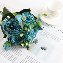 Load image into Gallery viewer, 1 Bundle Silk Peony Bouquet Home Decoration Wedding Party Scrapbook Fake Plants Diy Pompons Artificial Roses Flowers
