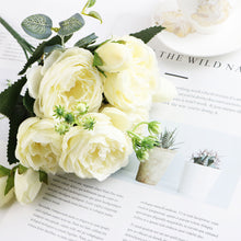 Load image into Gallery viewer, 1 Bundle Silk Peony Bouquet Home Decoration Wedding Party Scrapbook Fake Plants Diy Pompons Artificial Roses Flowers
