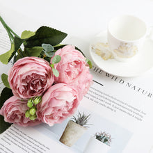 Load image into Gallery viewer, 1 Bundle Silk Peony Bouquet Home Decoration Wedding Party Scrapbook Fake Plants Diy Pompons Artificial Roses Flowers
