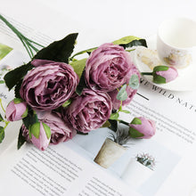 Load image into Gallery viewer, 1 Bundle Silk Peony Bouquet Home Decoration Wedding Party Scrapbook Fake Plants Diy Pompons Artificial Roses Flowers
