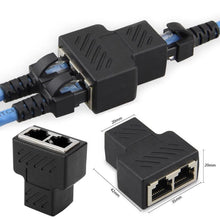 Load image into Gallery viewer, 1 To 2 Ways Network Connector Network Cable Female Distributor Ethernet Network RJ45 Splitter Extender Plug Adapter C For Laptop
