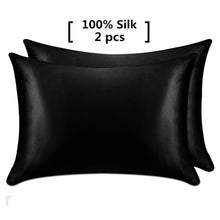 Load image into Gallery viewer, 1 Pair Mulberry Silk Pillowcase with Hidden Zipper Nature Pillow Case for Healthy Standard Queen King
