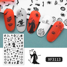 Load image into Gallery viewer, 1 Sheet Halloween Series Nail Sticker Pumpkin Lantern Skeleton Spider Vampire Decals For Nail Art DIY Decoration Tools
