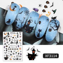 Load image into Gallery viewer, 1 Sheet Halloween Series Nail Sticker Pumpkin Lantern Skeleton Spider Vampire Decals For Nail Art DIY Decoration Tools

