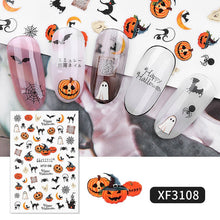 Load image into Gallery viewer, 1 Sheet Halloween Series Nail Sticker Pumpkin Lantern Skeleton Spider Vampire Decals For Nail Art DIY Decoration Tools
