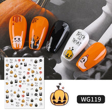 Load image into Gallery viewer, 1 Sheet Halloween Series Nail Sticker Pumpkin Lantern Skeleton Spider Vampire Decals For Nail Art DIY Decoration Tools
