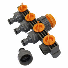 Load image into Gallery viewer, 1"to3/4"to1/2" Female Thread 4 Way Hose Splitters For Automatic Watering Water Pipe Linker Timer Garden Water Irrigation Tool
