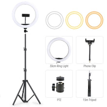 Load image into Gallery viewer, 10 13 inches LED Selfie Ring Light With Tripod Photography Lighting Round Flash Ring Lamp Ringlight for TikTok Youtube Video
