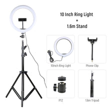 Load image into Gallery viewer, 10 13 inches LED Selfie Ring Light With Tripod Photography Lighting Round Flash Ring Lamp Ringlight for TikTok Youtube Video
