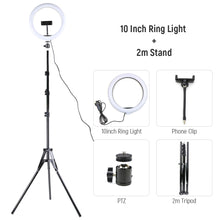Load image into Gallery viewer, 10 13 inches LED Selfie Ring Light With Tripod Photography Lighting Round Flash Ring Lamp Ringlight for TikTok Youtube Video
