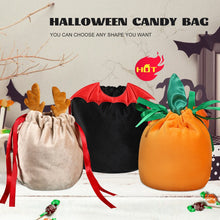 Load image into Gallery viewer, 10/20Pcs Halloween Candy Bags Velvet Pumpkin Bat Antlers Trick or Treat Gift with String Christmas Packing Bags for Party Decor
