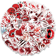 Load image into Gallery viewer, 10/30/48pcs Cool Red Halloween Horror Stickers Laptop Luggage Guitar Skateboard Bike Phone Car Waterproof Sticker Decal Kid Toy
