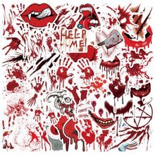 Load image into Gallery viewer, 10/30/48pcs Cool Red Halloween Horror Stickers Laptop Luggage Guitar Skateboard Bike Phone Car Waterproof Sticker Decal Kid Toy
