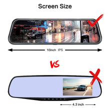 Load image into Gallery viewer, 10 Inch Mirror Camera for Car Touch Screen Video Recorder Rearview mirror Dash Cam Front and Rear Camera Mirror DVR Black Box

