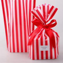 Load image into Gallery viewer, 10pcs Bow Stripe Dragee Black Box Gift Bags Wedding Candy Biscuits Snack Baking Package Plastic Packaging Event Party Supplies
