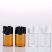 Load image into Gallery viewer, 10pcs PVC Amber Essential Oil Bottle 1/2/3 ML Thin Glass Small Brown Perfume Oil Vials Sample Test Bottle With Orifice Reducer
