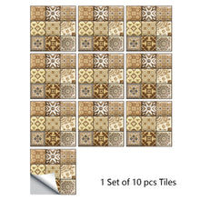 Load image into Gallery viewer, 10pcs/set Cream Marble Frosted Tiles Floor Wall Sticker Kitchen Bathroom Home Renovation Wallpaper Non-slip Beige Wall Decals
