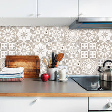 Load image into Gallery viewer, 10pcs/set Cream Marble Frosted Tiles Floor Wall Sticker Kitchen Bathroom Home Renovation Wallpaper Non-slip Beige Wall Decals
