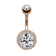 Load image into Gallery viewer, Sexy Halter Belly Button Ring Oreja 14G Double Round Cubic Zirconia 316L Surgical Steel Belly Piercing Jewelry
