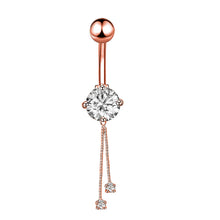 Load image into Gallery viewer, Sexy Halter Belly Button Ring Oreja 14G Double Round Cubic Zirconia 316L Surgical Steel Belly Piercing Jewelry
