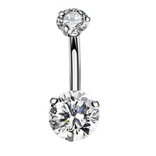 Load image into Gallery viewer, Sexy Halter Belly Button Ring Oreja 14G Double Round Cubic Zirconia 316L Surgical Steel Belly Piercing Jewelry
